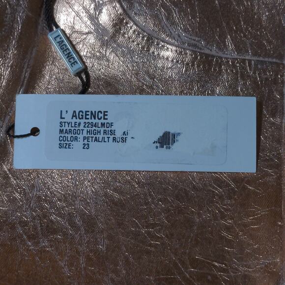 L'AGENCE Margot High Rise Skinny in Petal & Light Rose Gold Foil - Size 23 - NWT - Picture 10 of 11